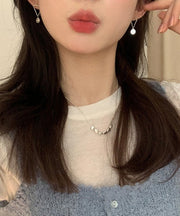 Original Design Silk Metal Alloy Face Chain Drop Earrings