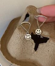 Original Design Silk Metal Alloy Face Chain Drop Earrings
