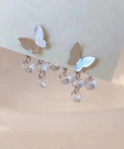 Original Design Silk Metal Zircon Butterfly Stud Earrings
