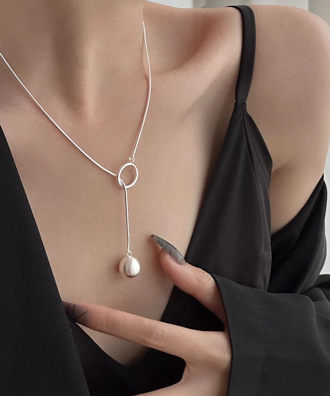 Original Design Silk Sterling Silver Ball Pendant Necklace