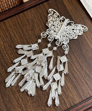 Original Design Silk Sterling Silver Pearl Butterfly Tassel Hairpin