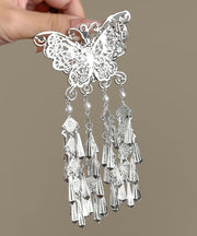 Original Design Silk Sterling Silver Pearl Butterfly Tassel Hairpin