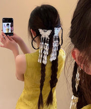 Original Design Silk Sterling Silver Pearl Butterfly Tassel Hairpin