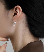 Original Design Silk Sterling Silver Pearl Drop Earrings