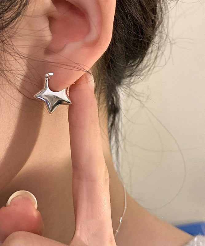 Original Design Silk Sterling Silver Star Stud Earrings