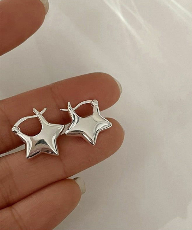 Original Design Silk Sterling Silver Star Stud Earrings