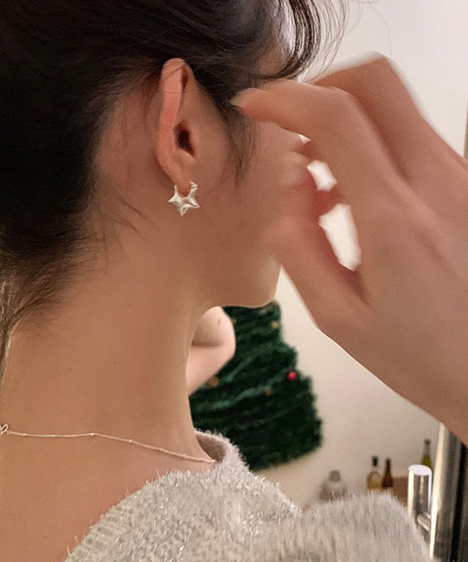 Original Design Silk Sterling Silver Star Stud Earrings