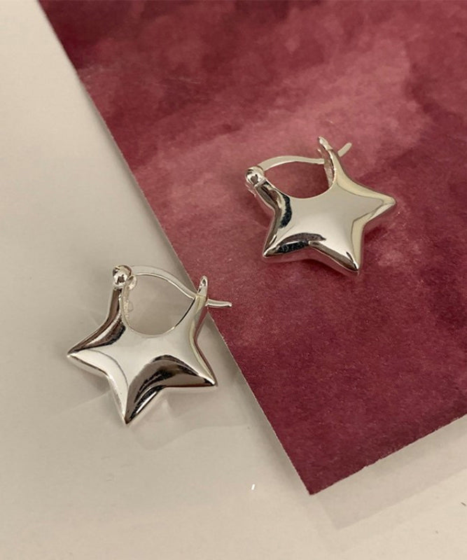 Original Design Silk Sterling Silver Star Stud Earrings