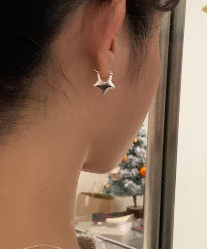 Original Design Silk Sterling Silver Star Stud Earrings