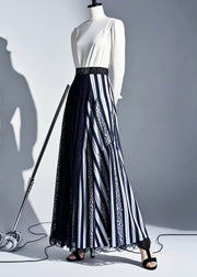 Original Design Striped Asymmetrical Patchwork Lace Skirt Summer
