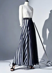 Original Design Striped Asymmetrical Patchwork Lace Skirt Summer