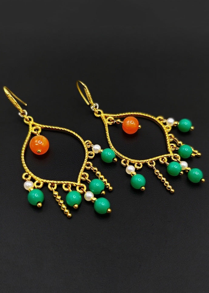 Original Design Tasseled Turquoise Drop Earrings