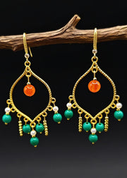 Original Design Tasseled Turquoise Drop Earrings