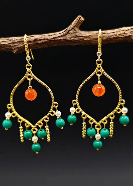 Original Design Tasseled Turquoise Drop Earrings
