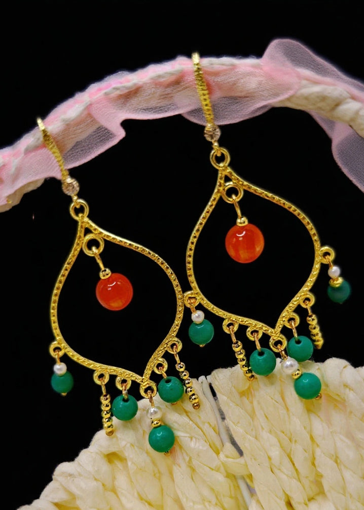 Original Design Tasseled Turquoise Drop Earrings
