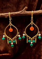 Original Design Tasseled Turquoise Drop Earrings