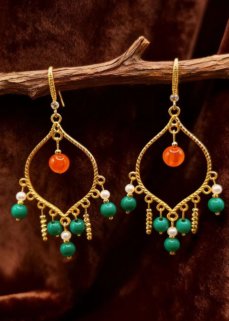 Original Design Tasseled Turquoise Drop Earrings