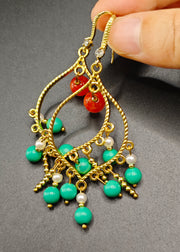 Original Design Tasseled Turquoise Drop Earrings