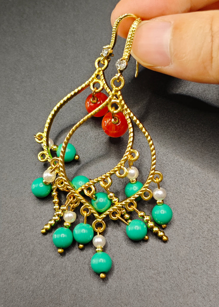 Original Design Tasseled Turquoise Drop Earrings