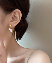 Original Design White Alloy Pearl Hoop Earrings