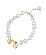 Original Design White Alloy Pearl Love Tassel Charm Bracelet