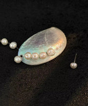 Original Design White Alloy Shell Pearl Tassel Drop Earrings