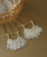 Original Design White Copper Overgild Waterfall Tassel Hoop Earrings