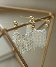 Original Design White Copper Overgild Waterfall Tassel Hoop Earrings