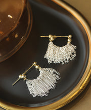 Original Design White Copper Overgild Waterfall Tassel Hoop Earrings