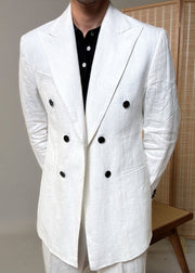 Original Design White Peter Pan Collar Button Linen Mens Coats