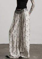 Original Design White Print Pockets Patchwork Thin Cotton Pants Summer