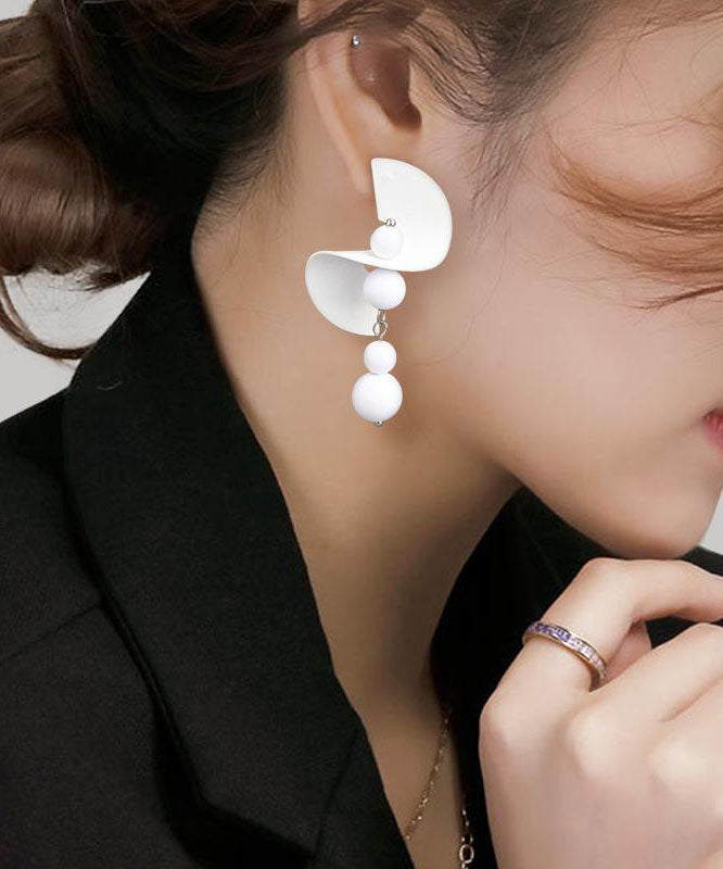 Original Design White Sterling Silver Drop Earrings
