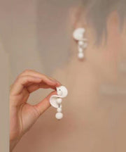 Original Design White Sterling Silver Drop Earrings