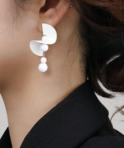 Original Design White Sterling Silver Drop Earrings