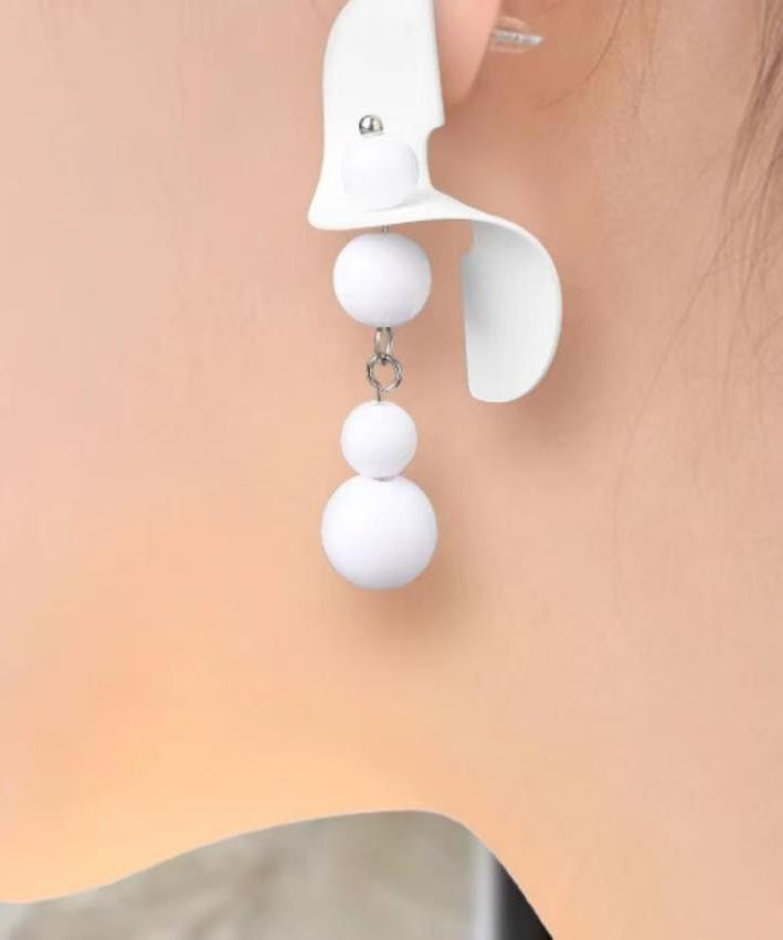 Original Design White Sterling Silver Drop Earrings