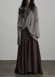 Original Design Winter Irregular Large Collar Light Grey Knitted Sweater