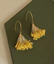Original Design Yellow Alloy Floral Holiday Drop Earrings