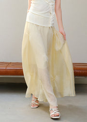 Original Design Yellow Nail Bead Elastic Waist Cotton Skirts Summer