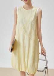 Original Design Yellow Patchwork Mid Dress Summer