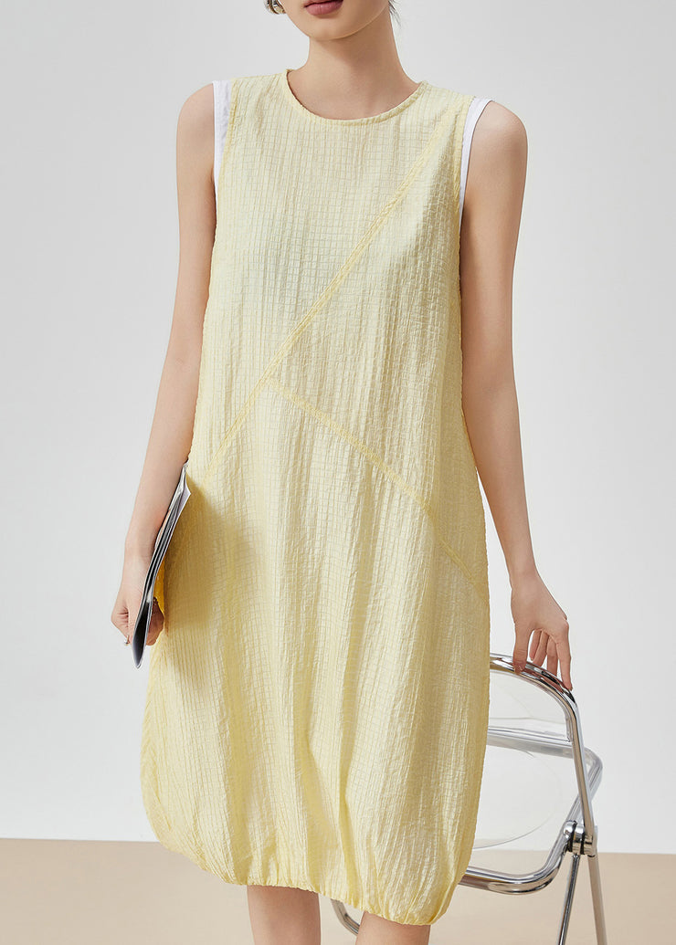Original Design Yellow Patchwork Mid Dress Summer