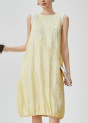 Original Design Yellow Patchwork Mid Dress Summer