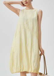 Original Design Yellow Patchwork Mid Dress Summer