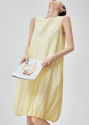 Original Design Yellow Patchwork Mid Dress Summer