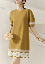 Original Design Yellow Print Patchwork Mid Dresses Summer