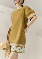 Original Design Yellow Print Patchwork Mid Dresses Summer