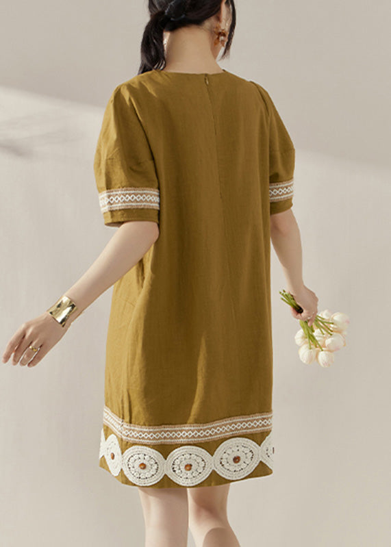 Original Design Yellow Print Patchwork Mid Dresses Summer