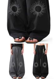 Original Grey Embroideried High Waist Cotton Mens Pants Summer