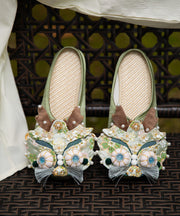 Original Handmade Light Green Nail Bead Tiger Head Slippers