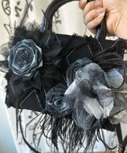 Original New Chinese Style Black Floral Tote Handbag