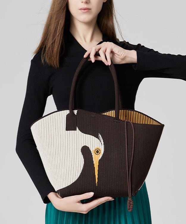 Original New Coffee Knitted Large Capacity Shoulder Bag